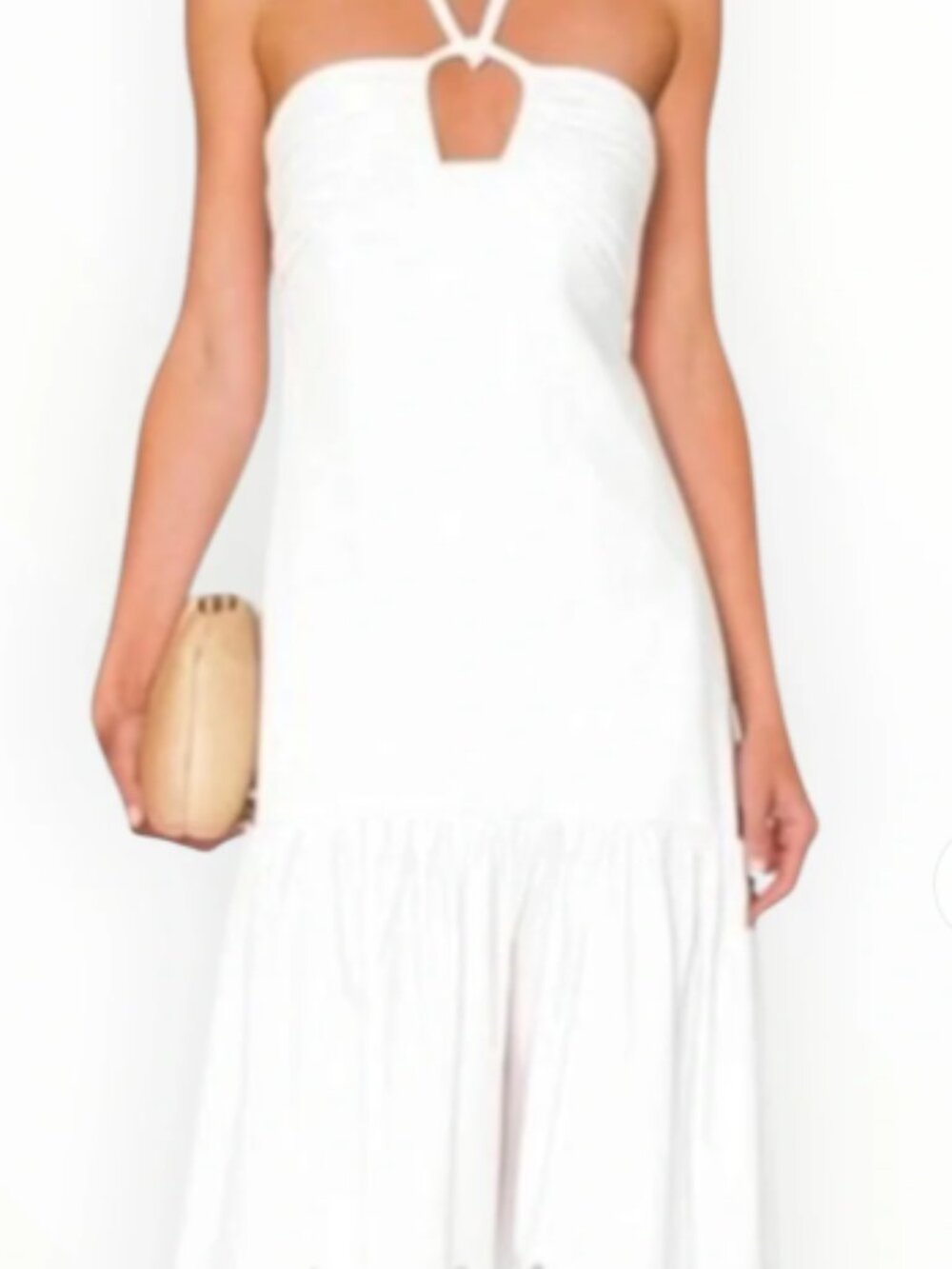 Jason Wu White Eyelet Embroidered Ruffle Hem Halter Maxi Dress Size S